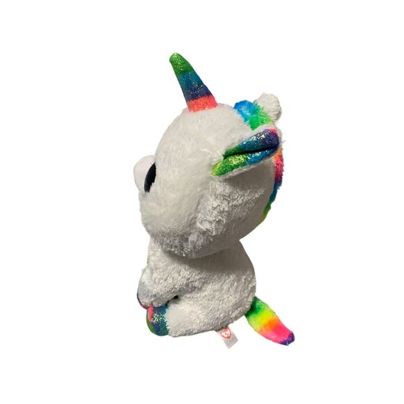Ty Beanie Boos Medium 9 in White Unicorn Pixy Plush Stuffed Animal Toy Rainbow M - Picture 3 of 6
